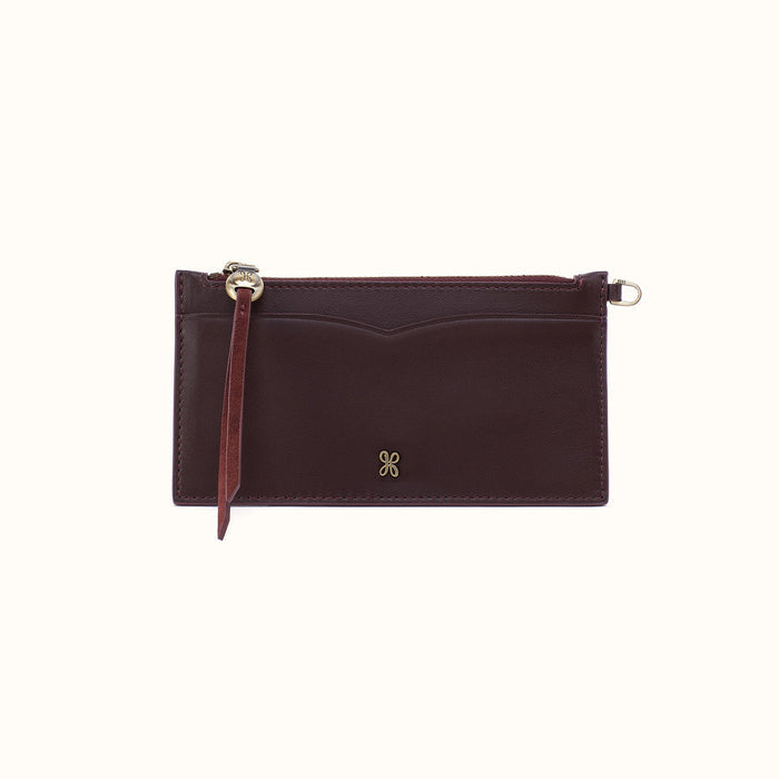 Carte Card Travel Case In Suede Leather - Dark Cherry
