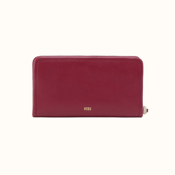 Cass Large Wallet In Pebbled Leather - Wine