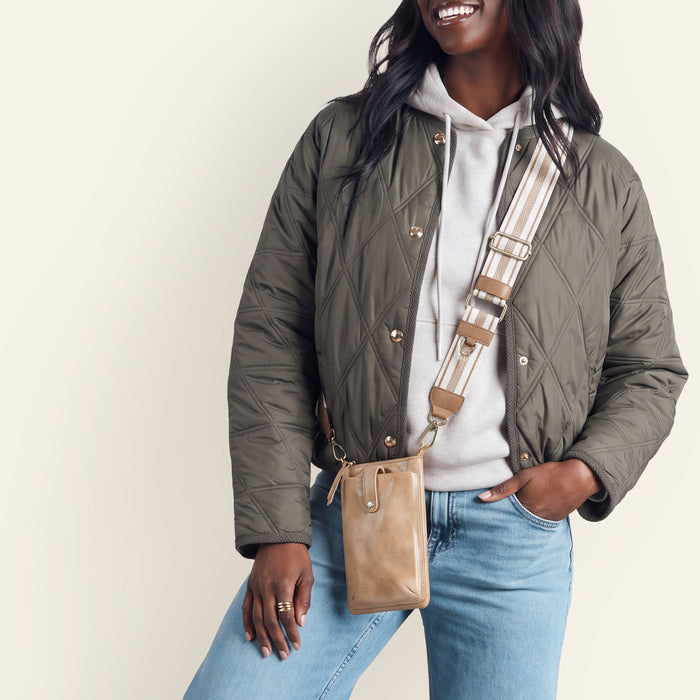 Cass Phone Crossbody In Buffed Leather - Whiskey
