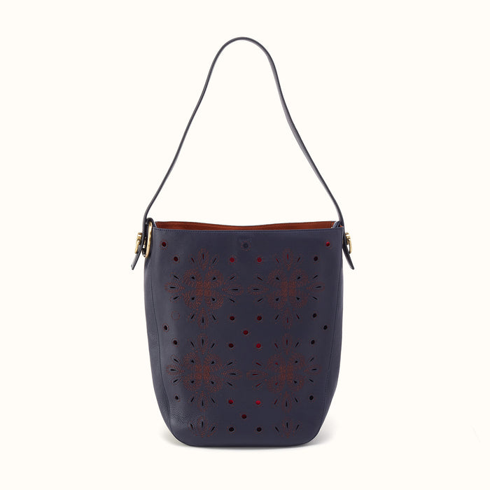 Catalina Hobo In Smooth Leather - Navy- FOL