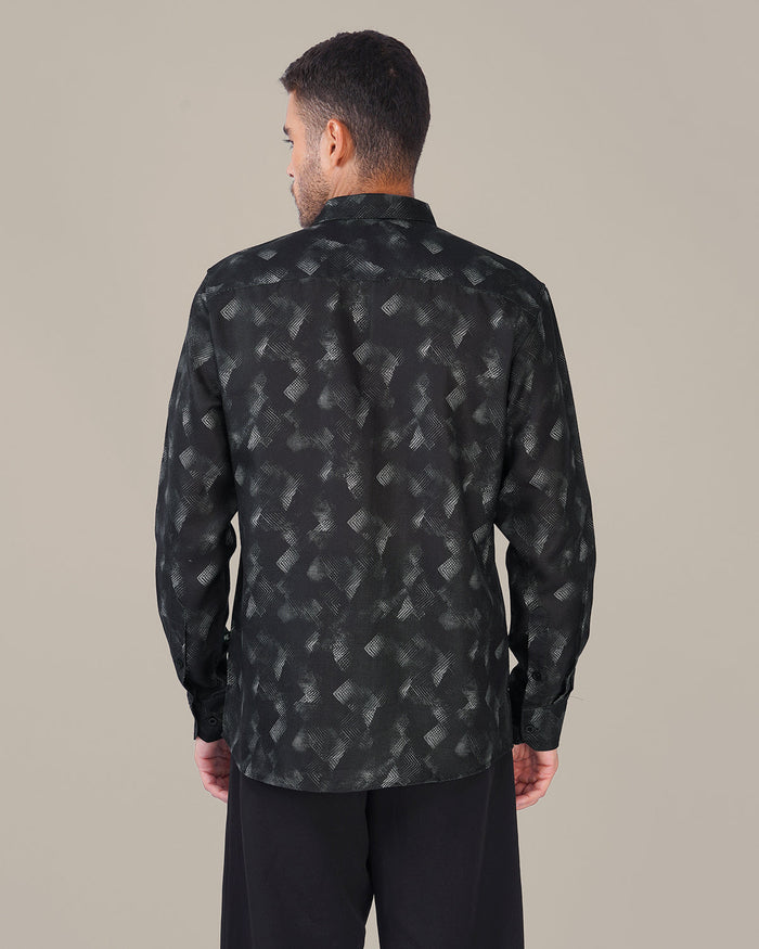 Charcoal Abstract Digital Print 100% Polyester Shirt