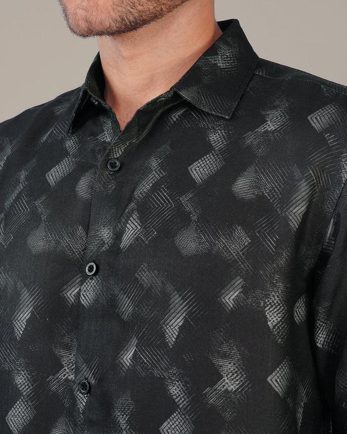 Charcoal Abstract Digital Print 100% Polyester Shirt