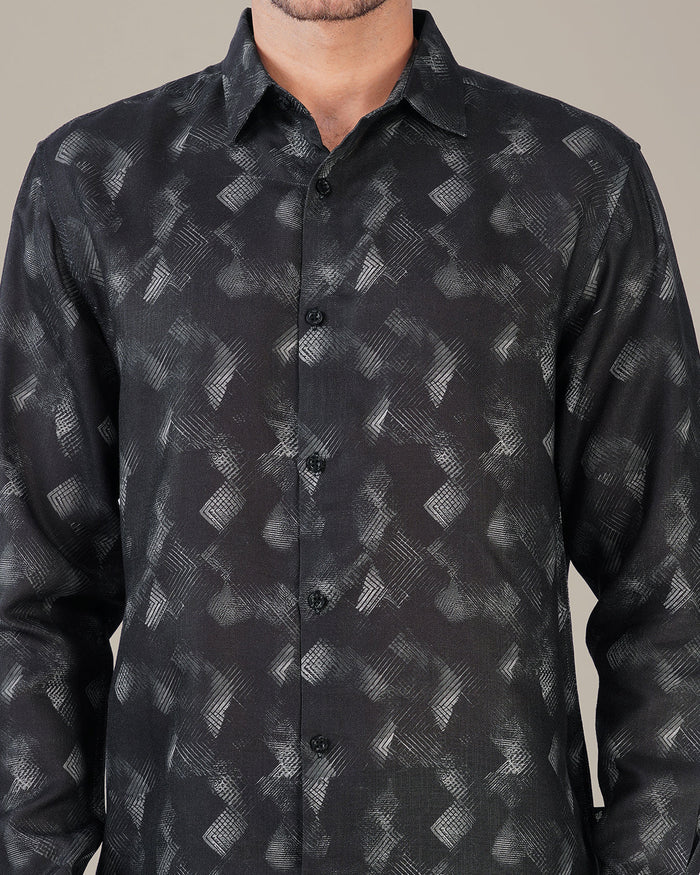 Charcoal Abstract Digital Print 100% Polyester Shirt
