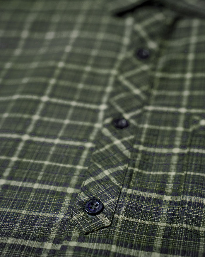 Charcoal Green Dobby Check Linen Plus Cotton Shirt
