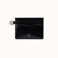 Charmed Card Case in Polished Leather - Black- FOL