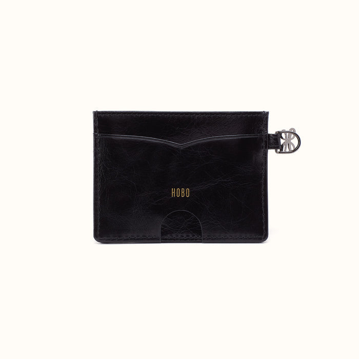 Charmed Card Case In Polished Leather - Black