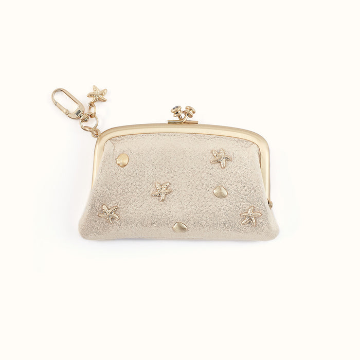 Cheer Frame Pouch in Metallic Leather - Sand Shimmer- FOL