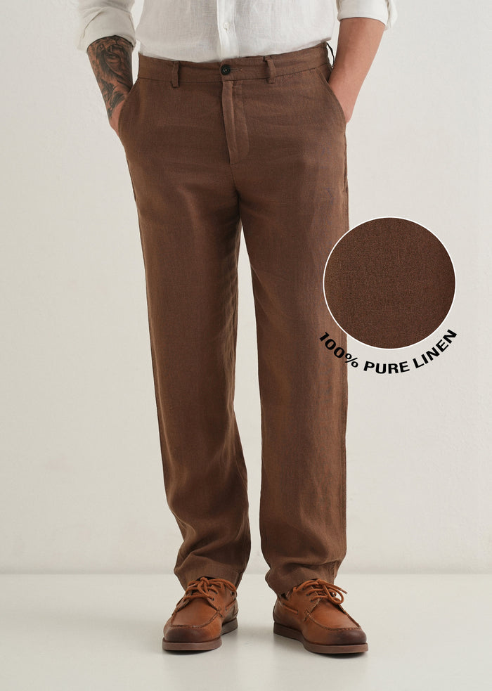 Chestnut Brown Linen Pant