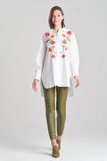Chikayo Cotton Poplin Oversized Embroidered Shirt
