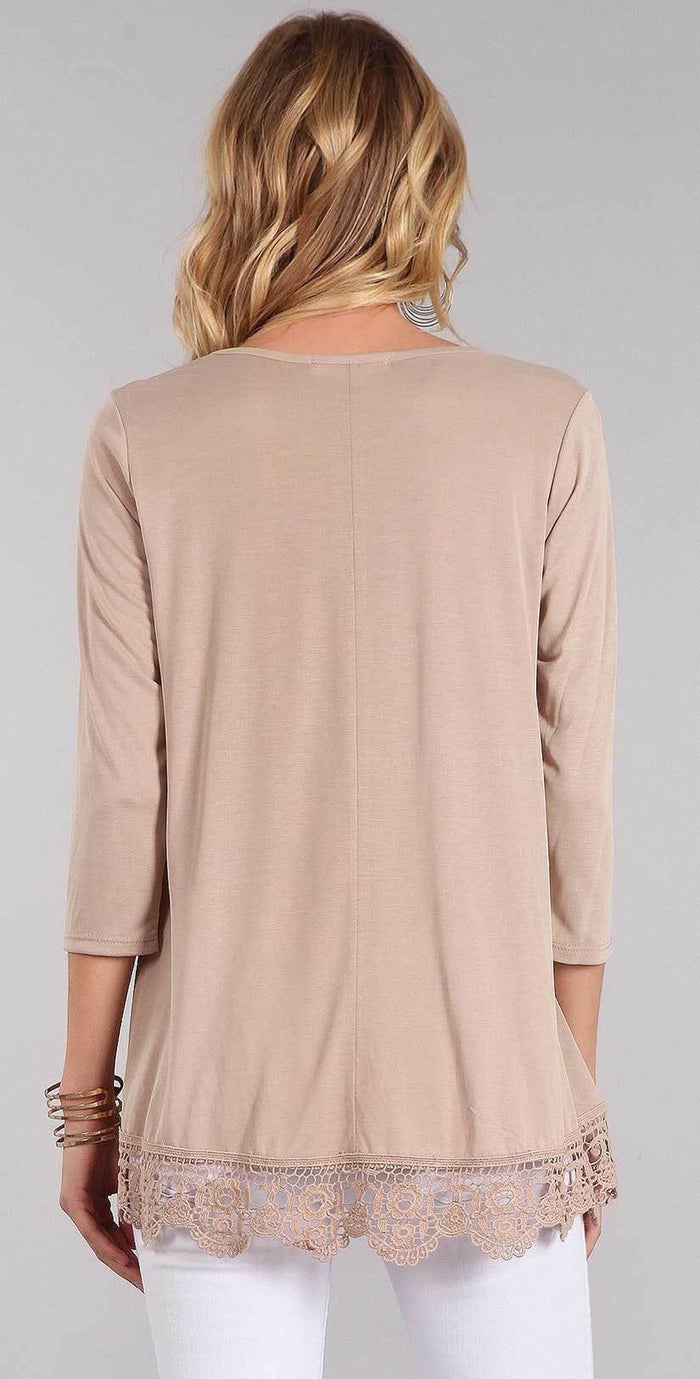 Chris and Carol Lace Bottom Trim with 3/4 Sleeves In Beige CTB018: