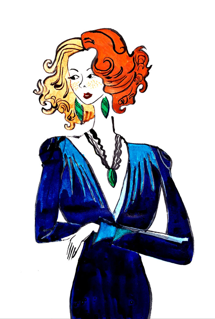 Cobalt blue dress PRINT