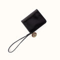 Coin Wristlet Wallet In Polished Leather - Black