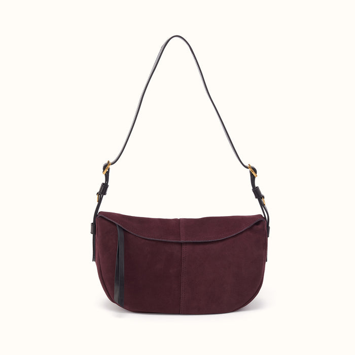 Contour Shoulder Crossbody In Suede Leather