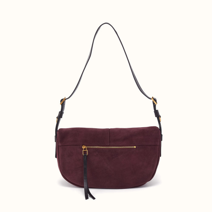 Contour Shoulder Crossbody In Suede Leather