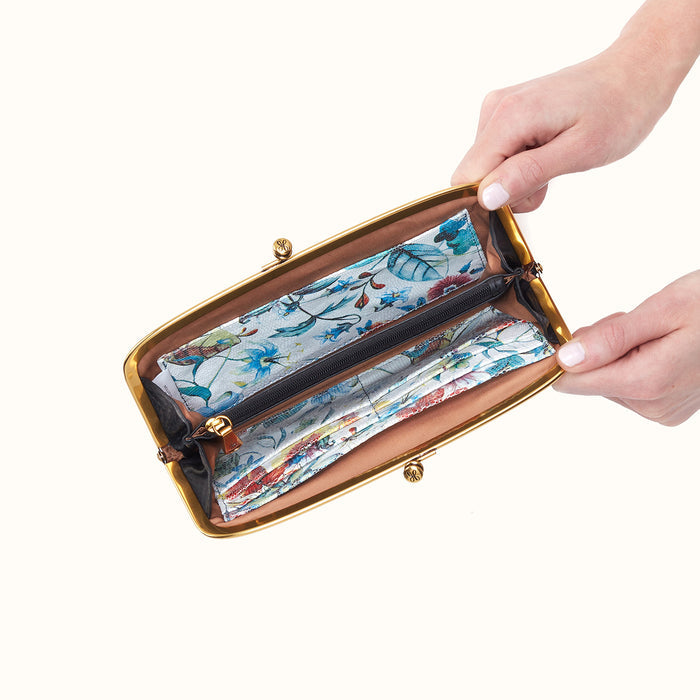 Cora Large Frame Wallet in Pebbled Leather - Black