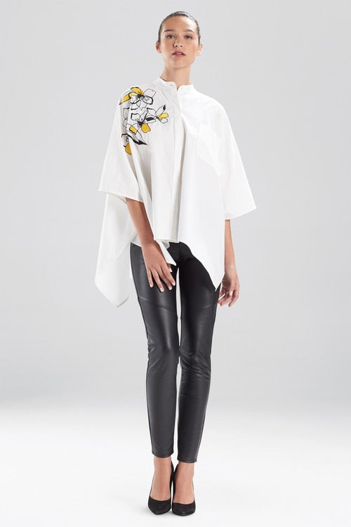Cotton Poplin Embroidered Poncho Top