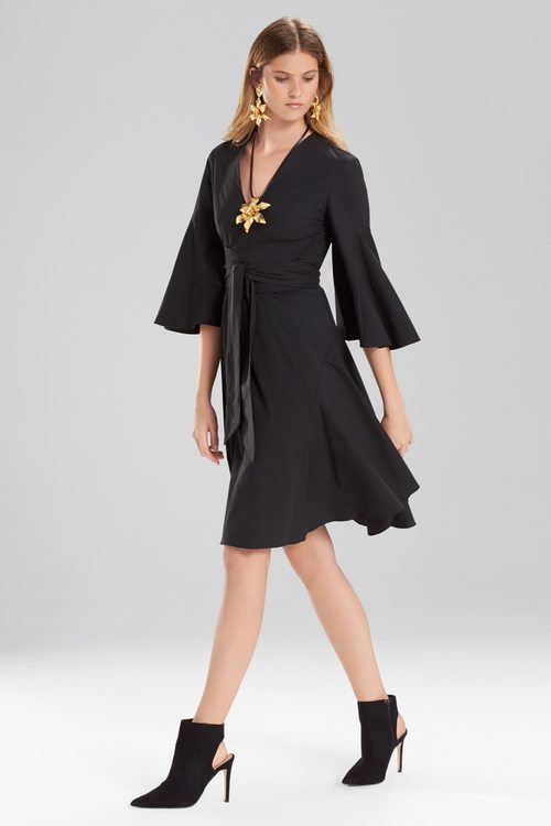 Cotton Poplin V-Neck Wrap Dress