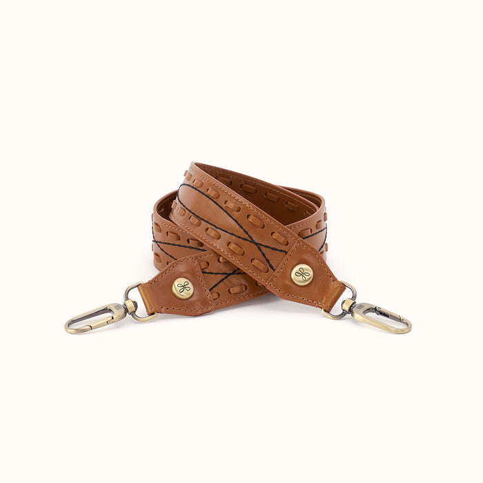 Country Road Guitar Strap in Polished Leather - Truffle- FOL