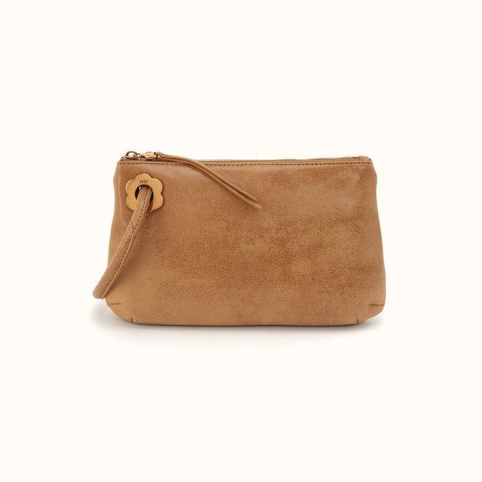 Daisy Daze Large Wristlet in Buffed Leather - Whiskey- FOL