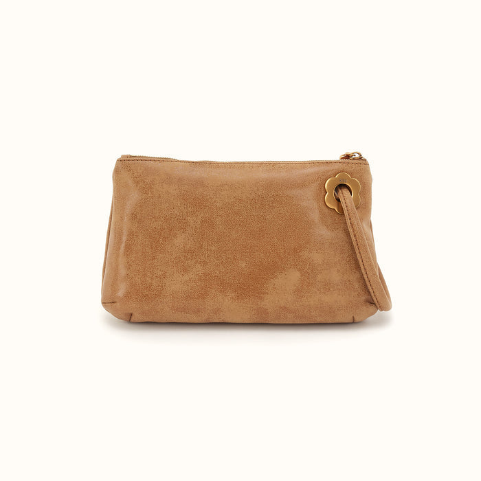 Daisy Daze Large Wristlet in Buffed Leather - Whiskey