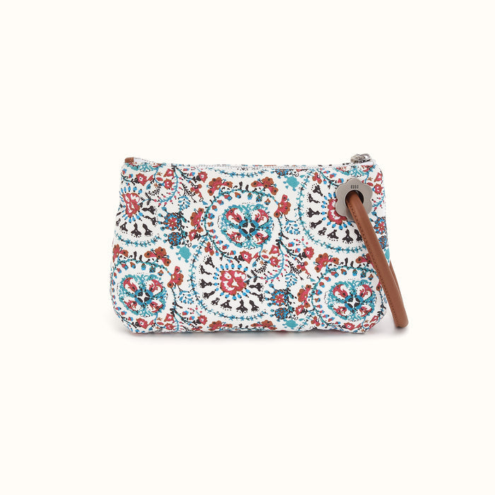 Daisy Daze Large Wristlet in Cotton Canvas - Batik Blooms Canvas