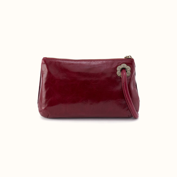 Daisy Daze Large Wristlet in Suede Leather - Prairie Garnet