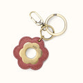 Daisy Keychain In Polished Leather - Rosewood