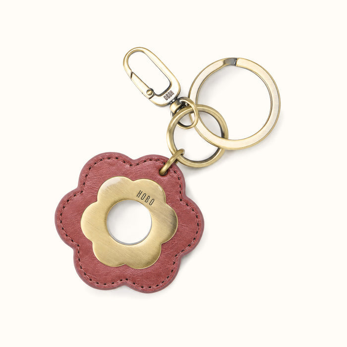 Daisy Keychain In Polished Leather - Rosewood