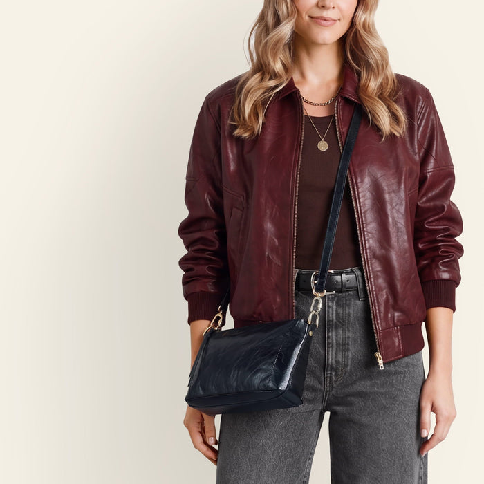 Darcy Carry-all in black polished leather