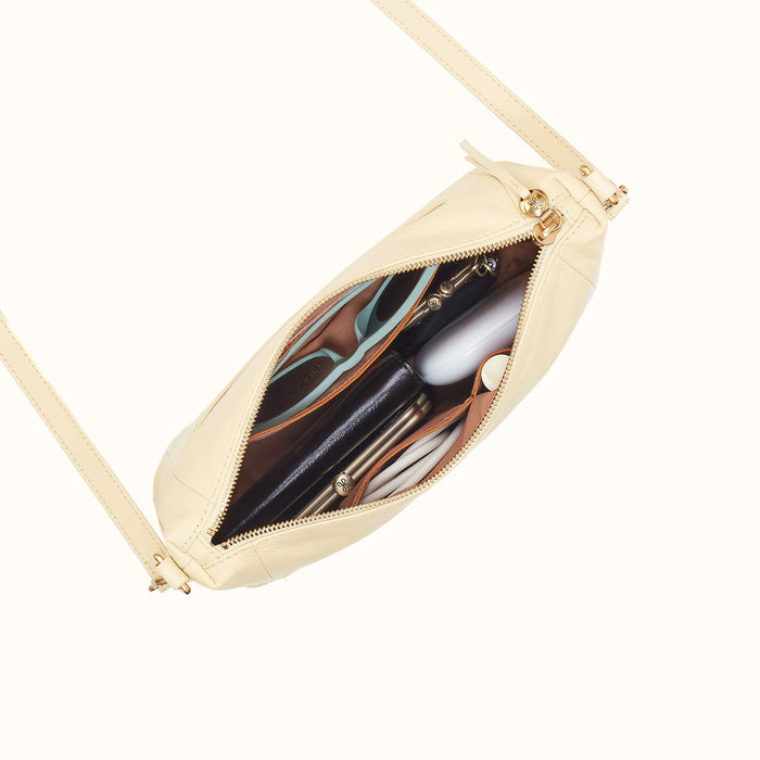 Darcy Carry-All Crossbody in Polished Leather - Butter Yellow