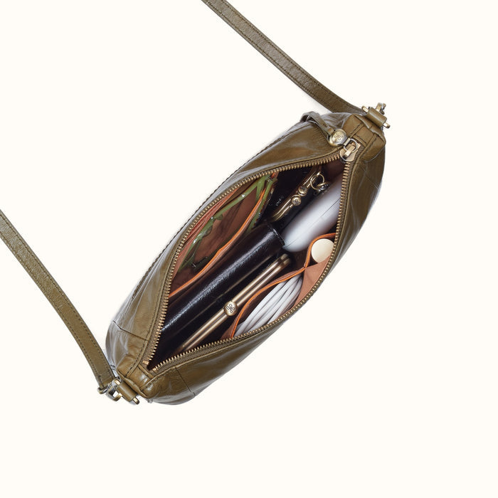 Darcy Carry-All Crossbody In Polished Leather - Olive Veil