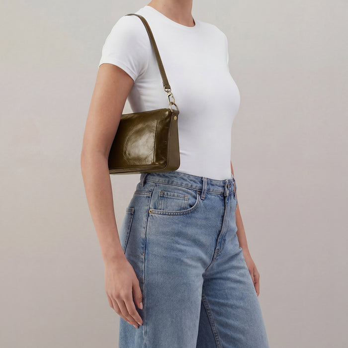 Darcy Carry-All Crossbody In Polished Leather - Olive Veil