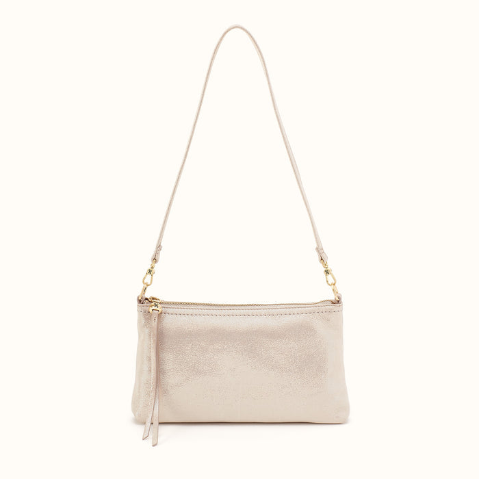 Darcy Crossbody In Metallic Leather - Sand Shimmer
