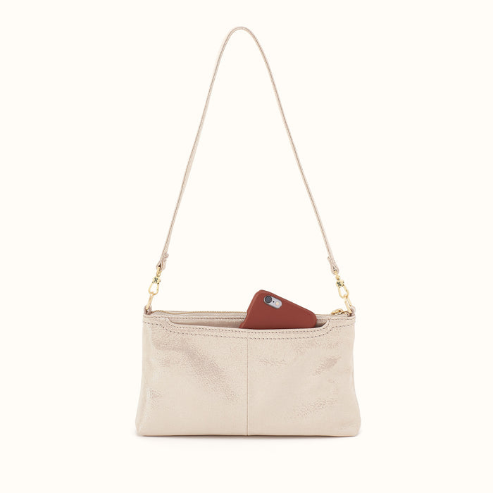 Darcy Crossbody In Metallic Leather - Sand Shimmer