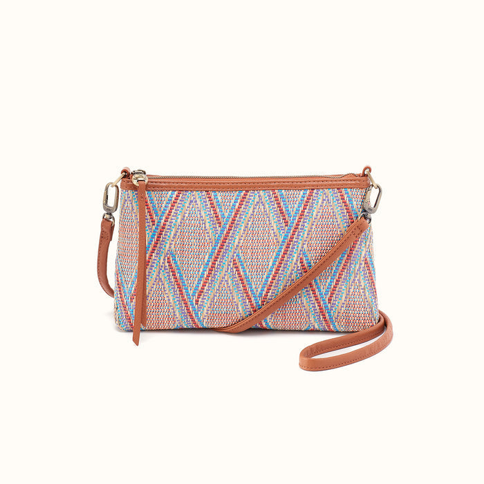 Darcy Crossbody In Multi Weave With Leather Trim - Sunset Raffia- FOL