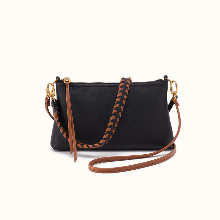 Darcy Crossbody in Pebbled Leather - Black and Tan- FOL