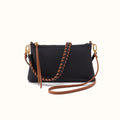 Darcy Crossbody in Pebbled Leather - Black and Tan- FOL
