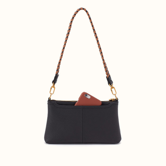 Darcy Crossbody in Pebbled Leather - Black and Tan- FOL