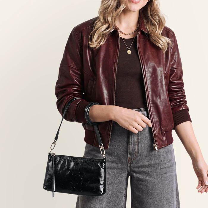 Darcy Crossbody In Polished Leather - Black