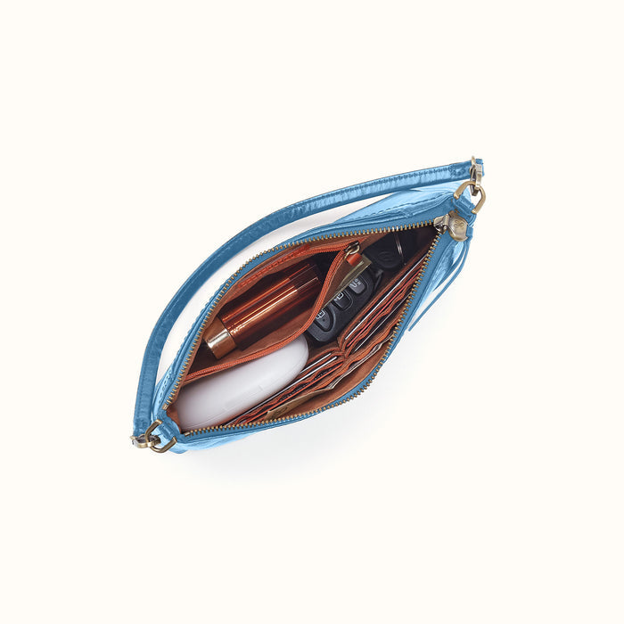Darcy Crossbody In Polished Leather - Faded Denim