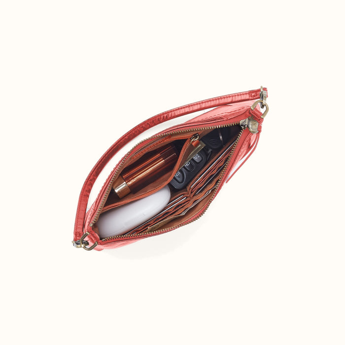 Darcy Crossbody In Polished Leather - Pink Mirage