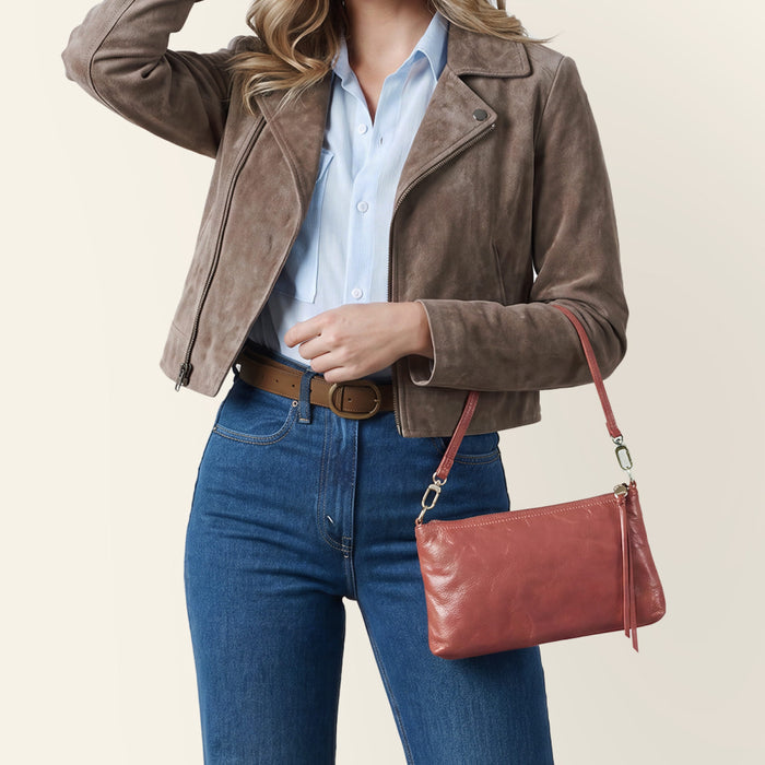 Darcy Crossbody In Polished Leather - Rosewood