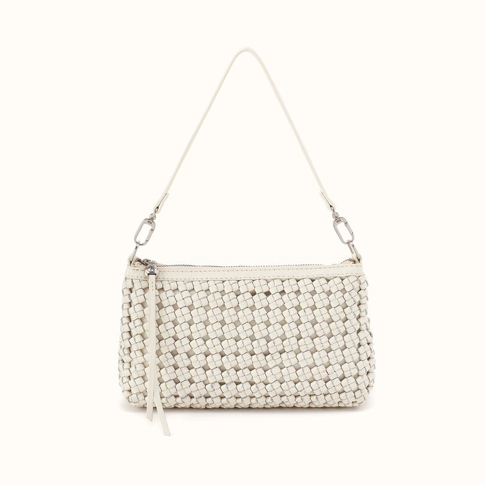 Darcy Crossbody in Woven Leather - Whitecap
