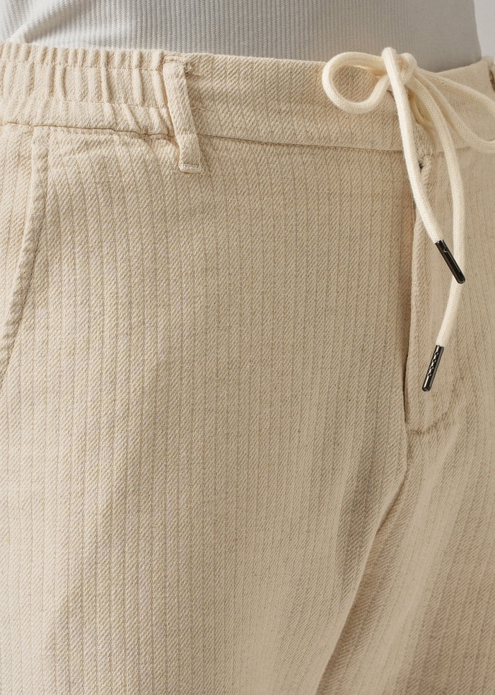 Dark Beige Stripe Blended Linen Pant