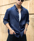 Dark Blue Washed Denim Shirt