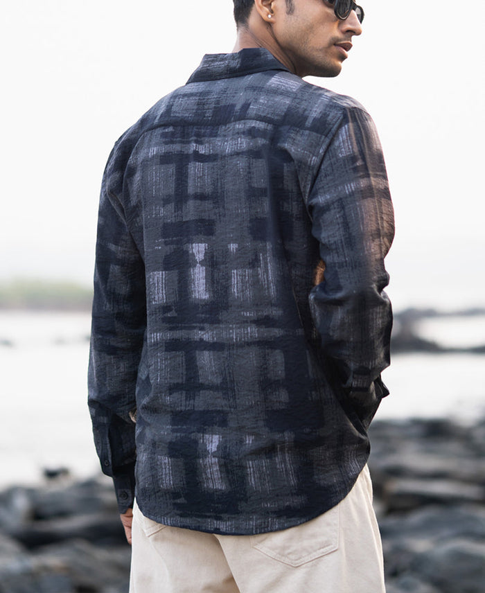 Dark Grey Printed Lightweight Shirt
