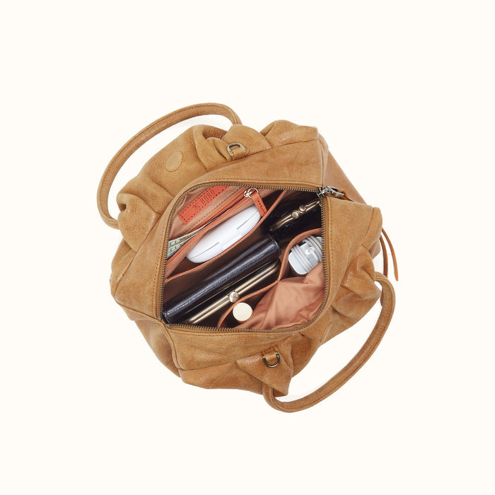 Darling Small Satchel In Buffed Leather - Whiskey