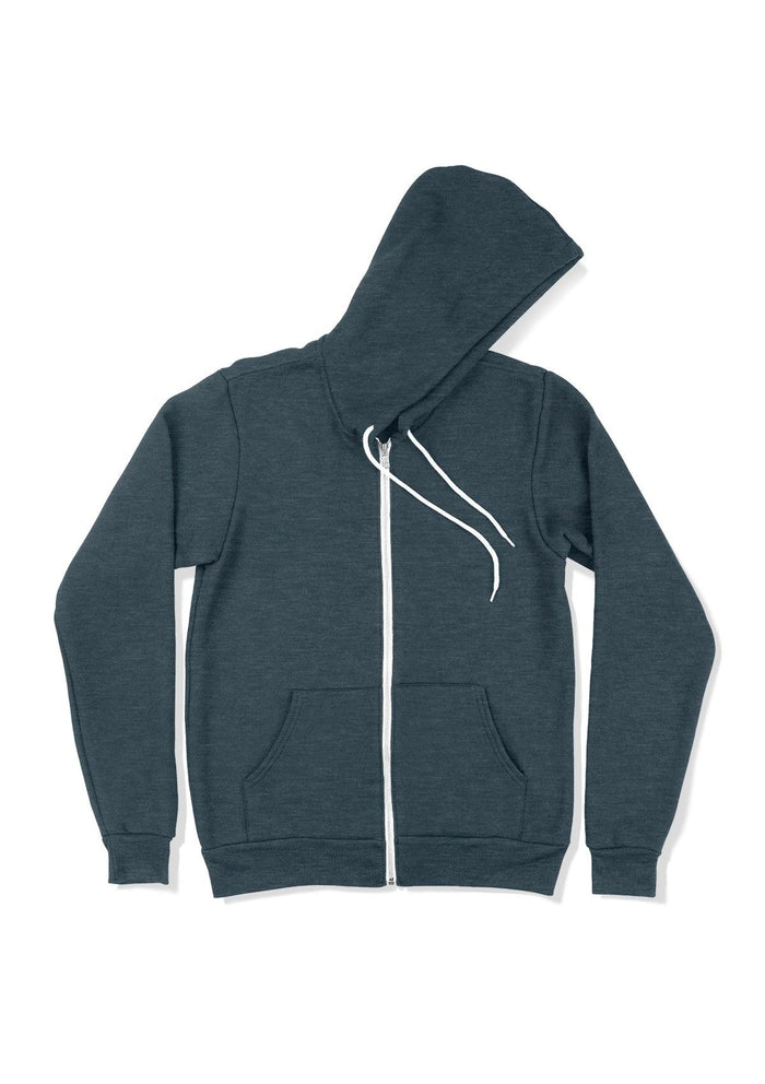 unisex deep teal zip hoodie fleece flat front image