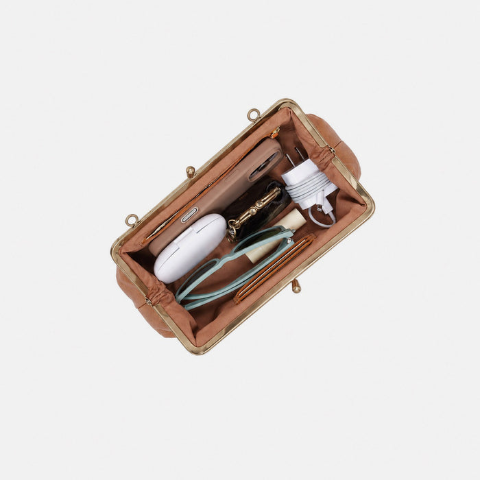 Della Frame Small Shoulder Bag In Buffed Leather - Whiskey