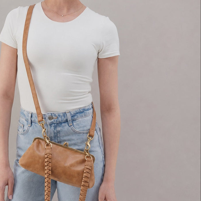 Della Frame Small Shoulder Bag In Buffed Leather - Whiskey